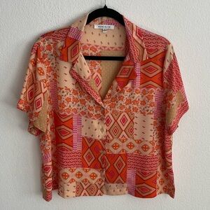 Rose & Olive Geometric Print Cropped Top